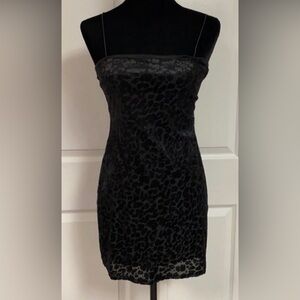 Wild Fable black velvet/sheer mini little black Dress - Size Small
